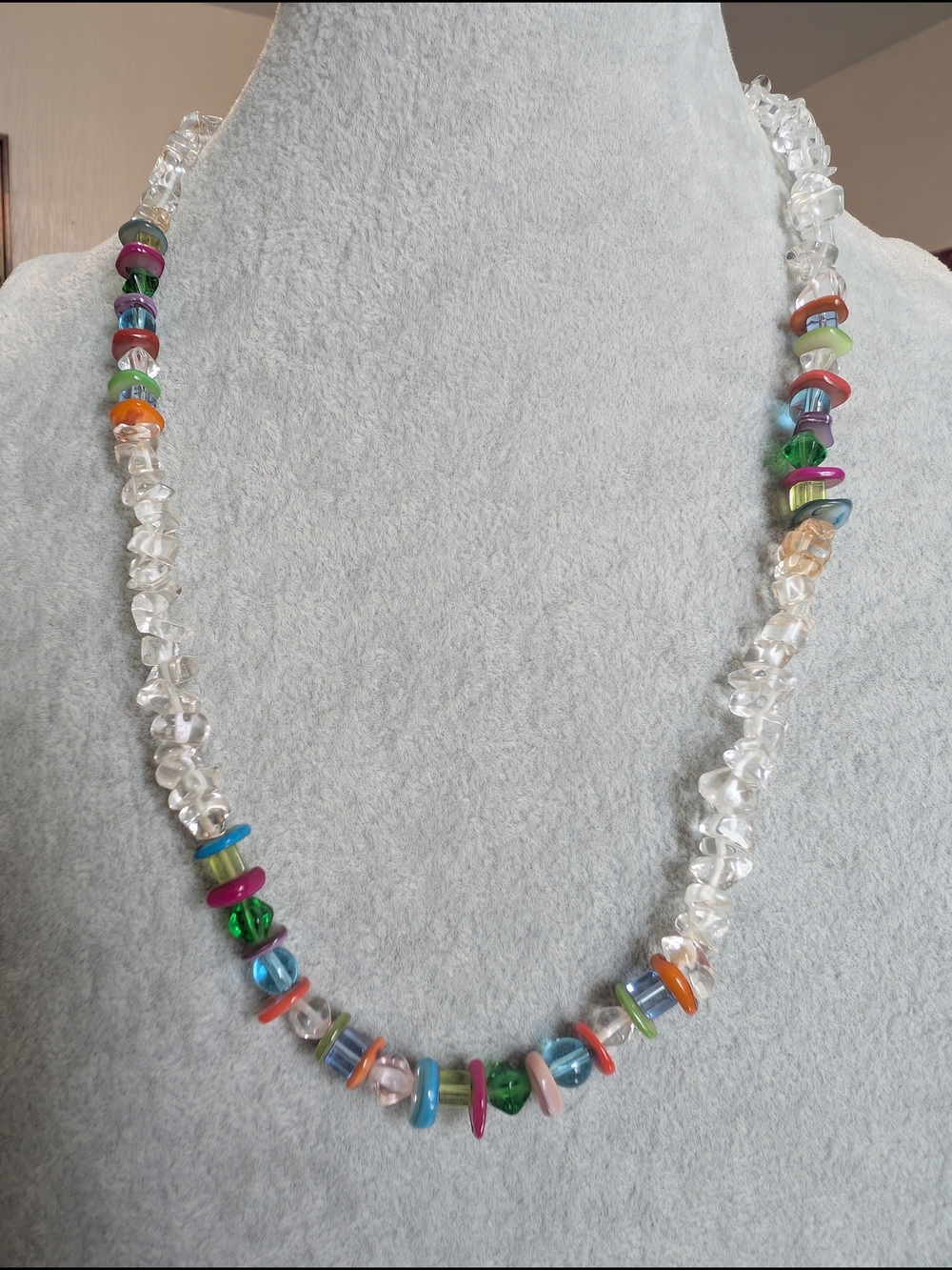 Multicolor Clear Crystal/Glass Chip Beaded Necklace
